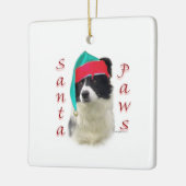 Border Collie Santa Paws Keramikornament (Links)
