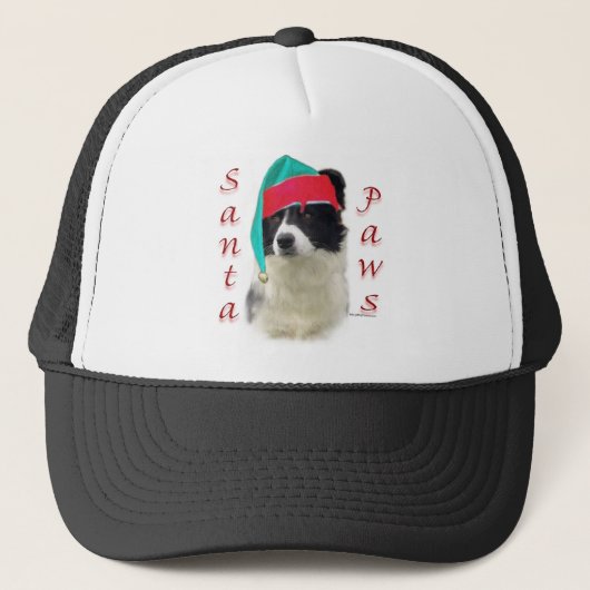 Border Collie Santa Paws Truckerkappe (Vorderseite)