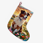 Border Collie Schäferhund Großer Weihnachtsstrumpf (Vorderansicht (hängend))
