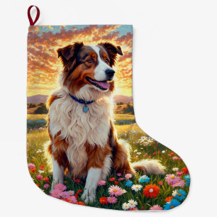 Border Collie Schäferhund Großer Weihnachtsstrumpf