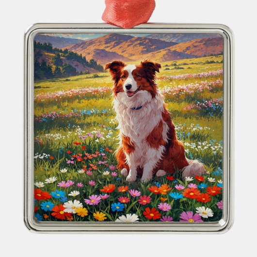 Border Collie Schäferhund Ornament Aus Metall (Vorne)