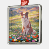 Border Collie Schäferhund Ornament Aus Metall (Links)