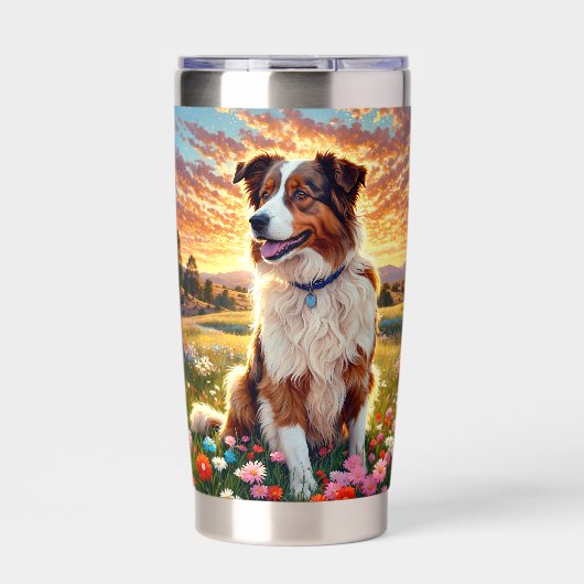 Border Collie Schäferhund Thermobecher (Vorderseite)