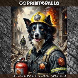 Border Collie Schauspiel als Feuerwehrmann - Seidenpapier