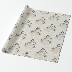 Border Collie & Schneemann-Hunde-Kunst-Geschenkpap Geschenkpapier