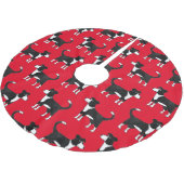 Border Collie Sheep Dog Red Polyester Weihnachtsbaumdecke (Schrägansicht)