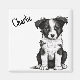 Border Collie Sheepdog Puppy Custom Name Cute Magnet