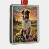 Border Collie Shepherd Dog Ornament Aus Metall (Rechts)