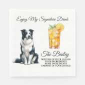 Border Collie Signature Drink Wedding Pet Serviette (Vorderseite)