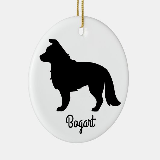 Border Collie Silhouette Keramik Ornament (Rechts)