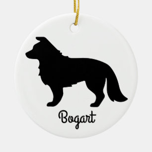 Border Collie Silhouette Keramik Ornament