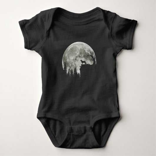 Border Collie Silhouette on Mountain Halloween Dog Baby Strampler (Vorderseite)