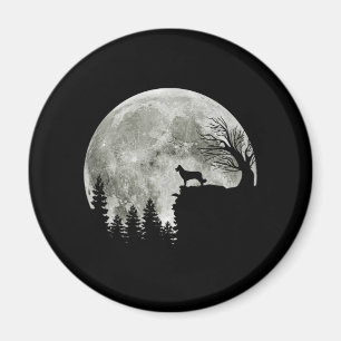 Border Collie Silhouette on Mountain Halloween Dog Magnet