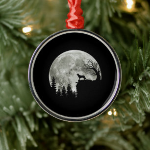 Border Collie Silhouette on Mountain Halloween Dog Ornament Aus Metall
