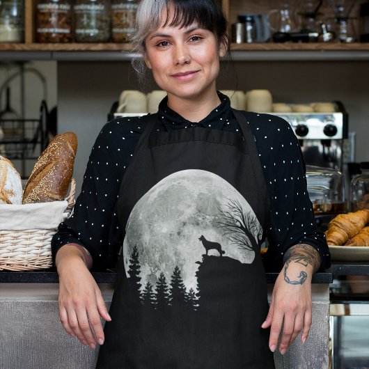 Border Collie Silhouette on Mountain Halloween Dog Schürze