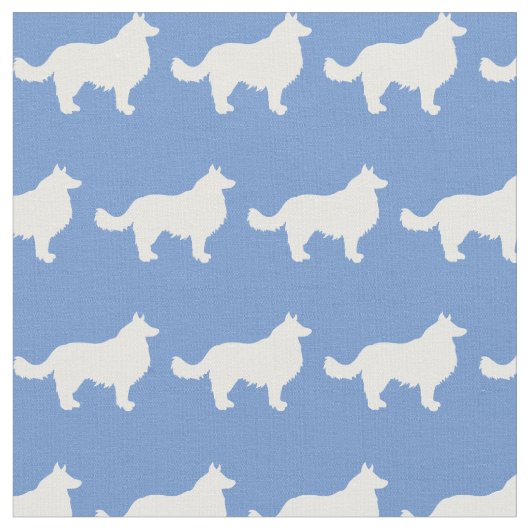 Border Collie Silhouette Pet Light Blue Stoff (Nahaufnahme)