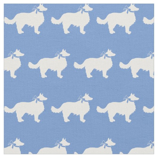Border Collie Silhouette Pet Light Blue Stoff (Nahaufnahme)