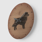 Border Collie Silhouette Rustikaler Stil Große Wanduhr (Winkel)