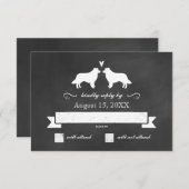Border Collie Silhouetten Hochzeitreferenz UAWG RSVP Karte (Vorne/Hinten)