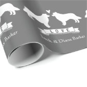 Border Collie Silhouetten Hochzeitsarbeiten mit be Geschenkpapier (Rolleneckpunkt)