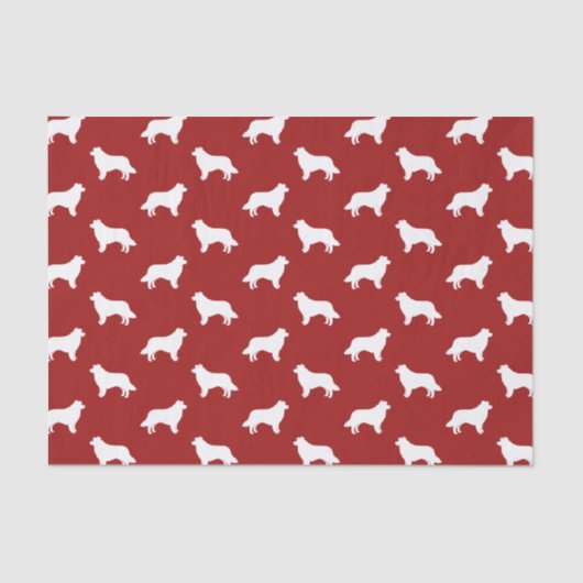 Border Collie Silhouetten Muster Red Seidenpapier (Vorderseite)