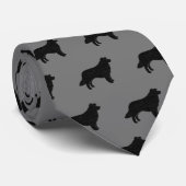 Border Collie Silhouetten Muster Schwarz und Grau Krawatte (Gerollt)