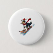 Border Collie Snowboarder Button (Vorderseite)