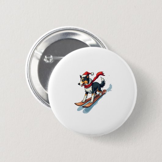 Border Collie Snowboarder Button (Vorne & Hinten)