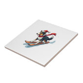 Border Collie-Snowboarder Fliese (Seite)