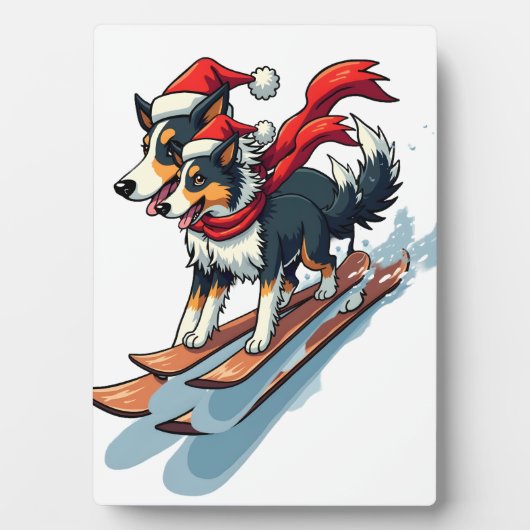 Border Collie-Snowboarder Fotoplatte (Vorderseite)