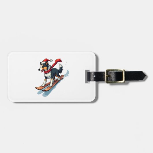 Border-Collie-Snowboarder Gepäckanhänger (Vorderseite horizontal)