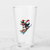 Border Collie Snowboarder Glas (Vorderseite)