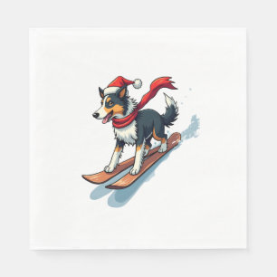 Border Collie Snowboarder Hund Serviette