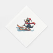 Border Collie Snowboarder Hund Serviette (Ecke)
