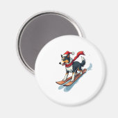 Border Collie-Snowboarder Magnet (Vorderseite/Rückseite)