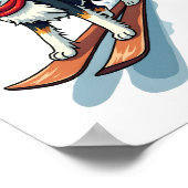 Border-Collie-Snowboarder Poster (Ecke)