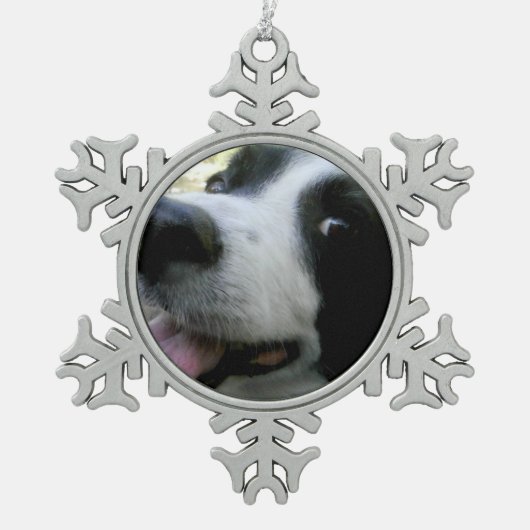 Border Collie Snowflake Ornament (Vorderseite)