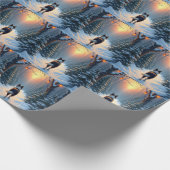 Border Collie Snowy Forest Walk Holiday Painting Geschenkpapier (Ecke)