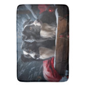 Border Collie Snowy Sleigh Weihnachtsdekor Badematte (Vorderseite Vertikal)