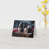 Border Collie Snowy Sleigh Weihnachtsdekor Karte (Gelbe Blume)