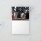 Border Collie Snowy Sleigh Weihnachtsdekor Karte (Innenseite)