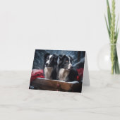 Border Collie Snowy Sleigh Weihnachtsdekor Karte (Vorderseite)