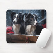 Border Collie Snowy Sleigh Weihnachtsdekor Mousepad (Mit Mouse)