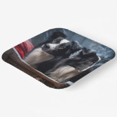 Border Collie Snowy Sleigh Weihnachtsdekor Pappteller (Gewinkelt)