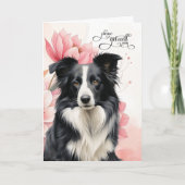 Border Collie Soft Pink Botanical Blooms Get Well Karte (Vorderseite)