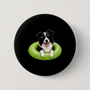 Border Collie Sommer-Shirt Süßer Hund Pool Schwimm Button