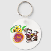 Border Collie-Sonnenblumen  Schlüsselanhänger (Rückseite)