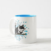 Border Collie Splash Zweifarbige Tasse (Vorderseite Links)