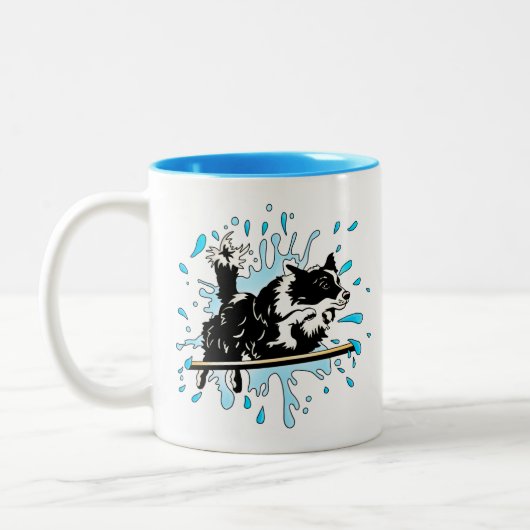 Border Collie Splash Zweifarbige Tasse (Links)