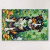Border Collie St. Patrick’s Day Glücklicher Hund Puzzle (Horizontal)